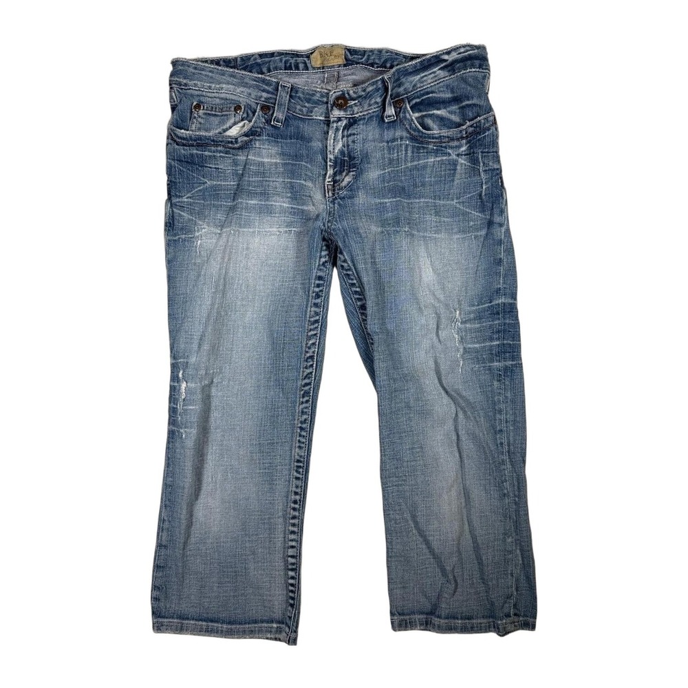 BKE Stella Jeans Capri Womens Size 31 Bootcut Mid Rise Stretch Denim Blue
